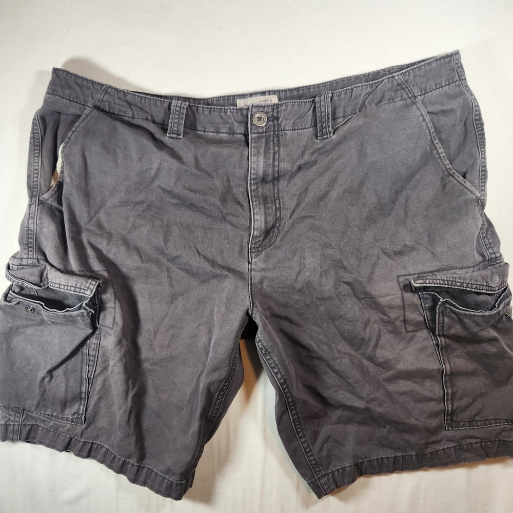 Denver Hayes Mens Gray Cotton Twill Cargo Shorts Size 44 Relaxed Fit Utility